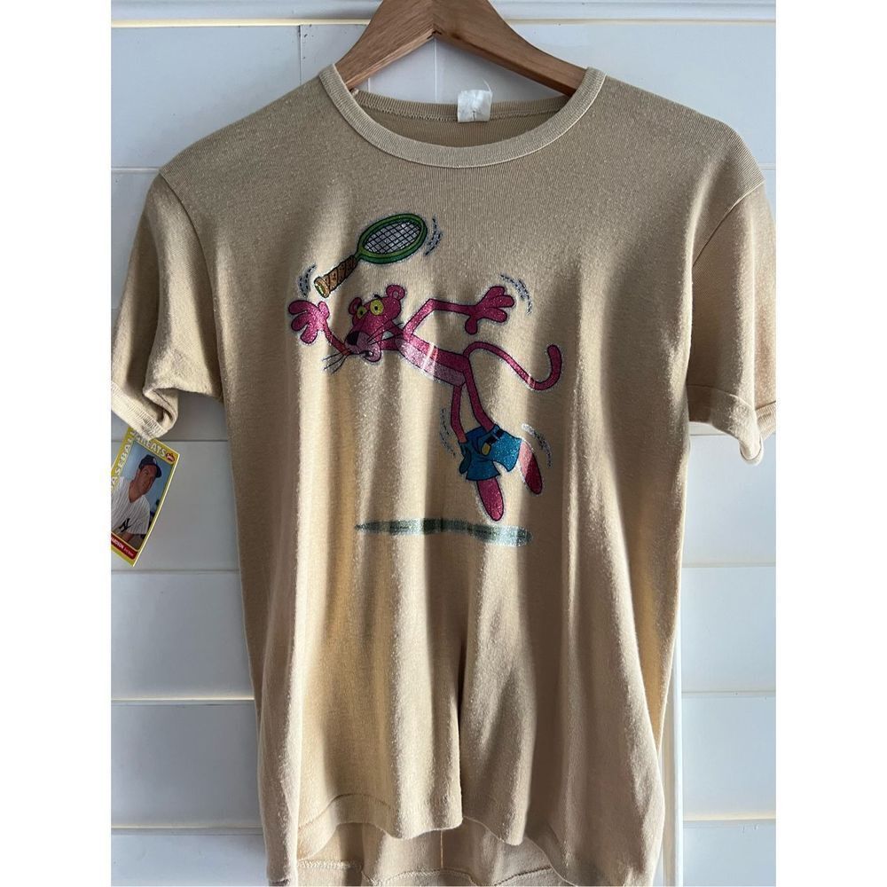 Vintage 1975 UAC Geoffrey Pink Panther Glitter Iron om Shirt